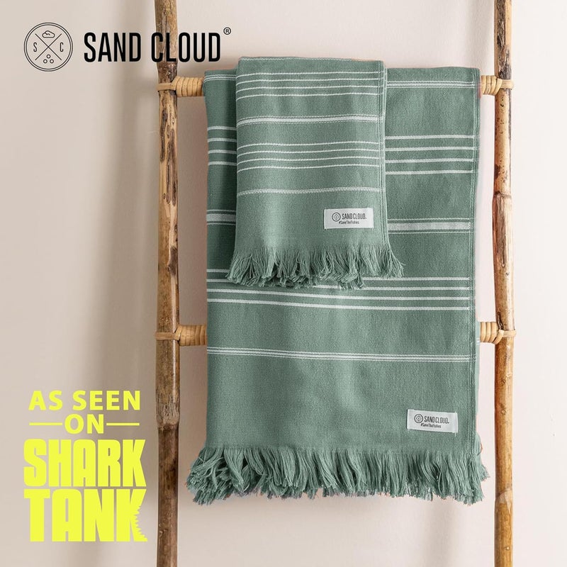 Sand Cloud Turkish Bath Towels Bundle for Bathroom, Set of 4 (Classic Sage) - Large Size - 100% Certified Organic Cotton Yarn is Lightweight, Soft & Absorbent - Premium Bath & Hand Towels Dry Faster - Image 2